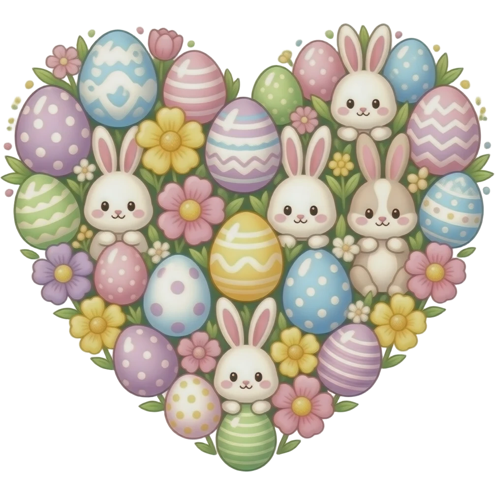 Cute easter designs in  heart emoji