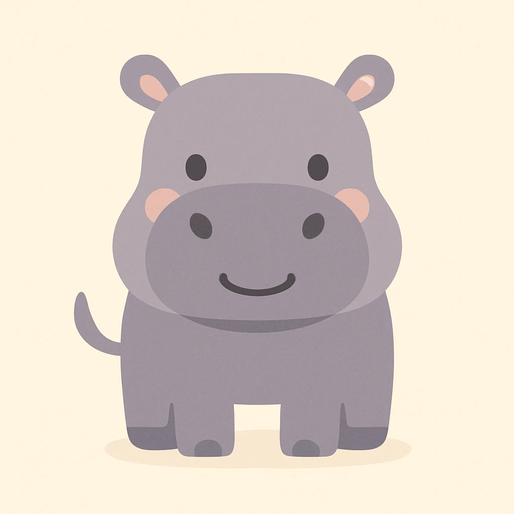 Flat design style hippopotamus emoji