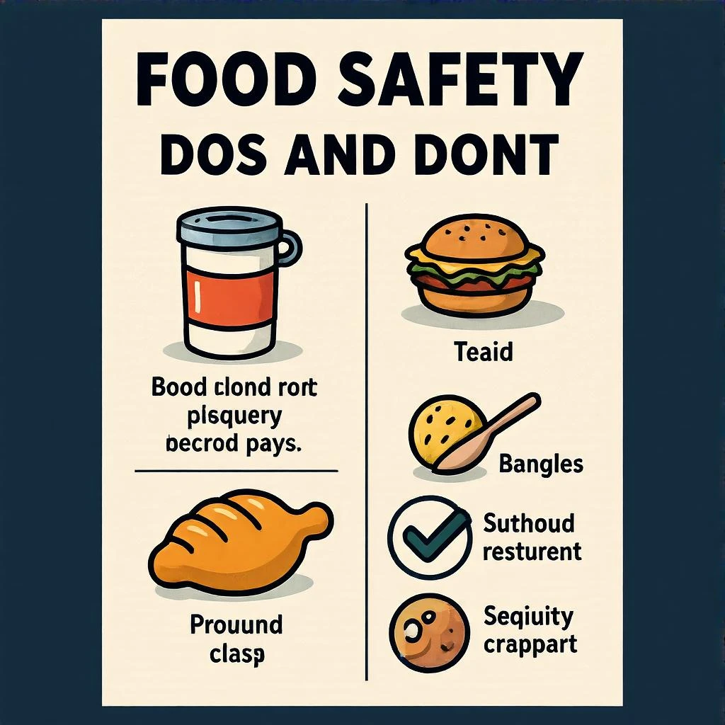 make a detail poster with title of "food safety dos and dont" emoji