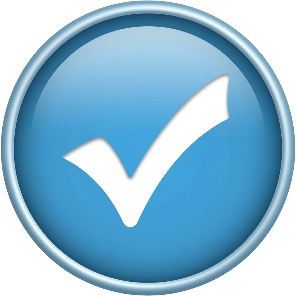 Validé blanc dans un rond bleu simple emoji