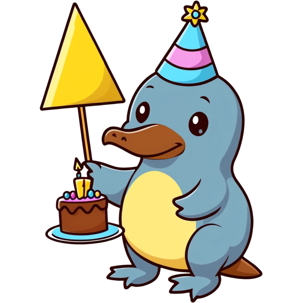Platypus celebrating birthday emoji