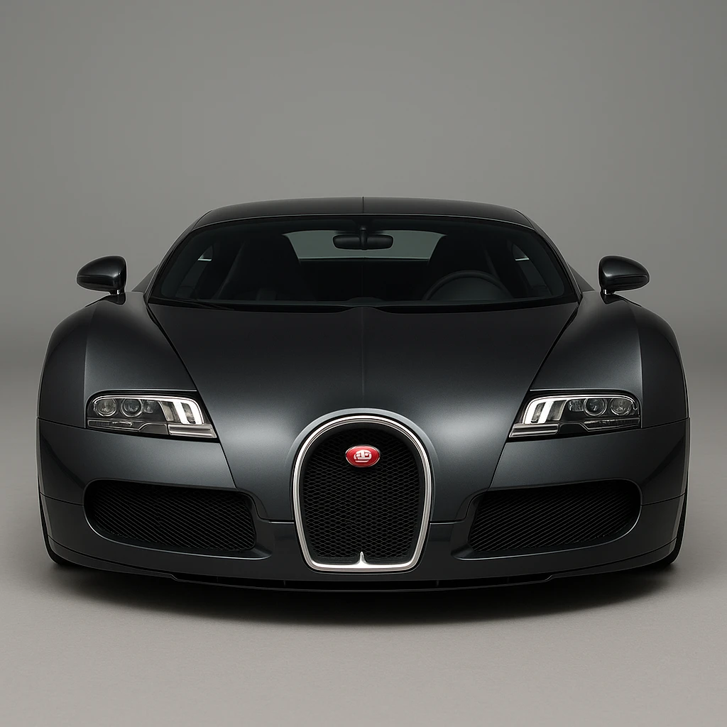 Bugatti Veyron front view, luxury car, sleek and aerodynamic emoji