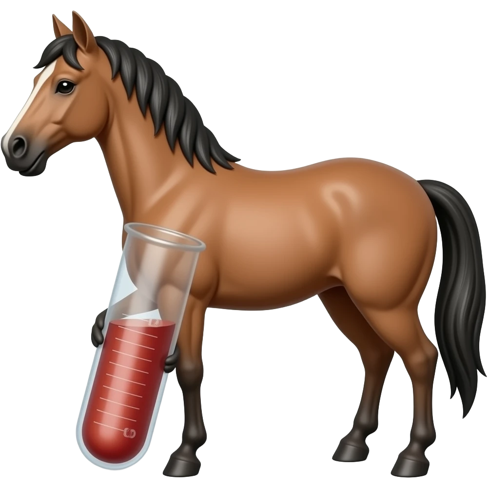 Test tube with legs on a horse emoji