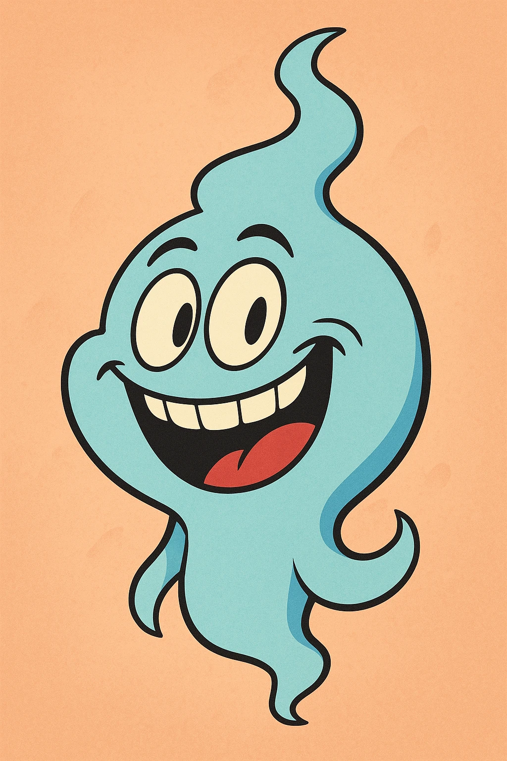 a wisp with a big smile, cartoonish and playful, bright colors, fun and lively emoji