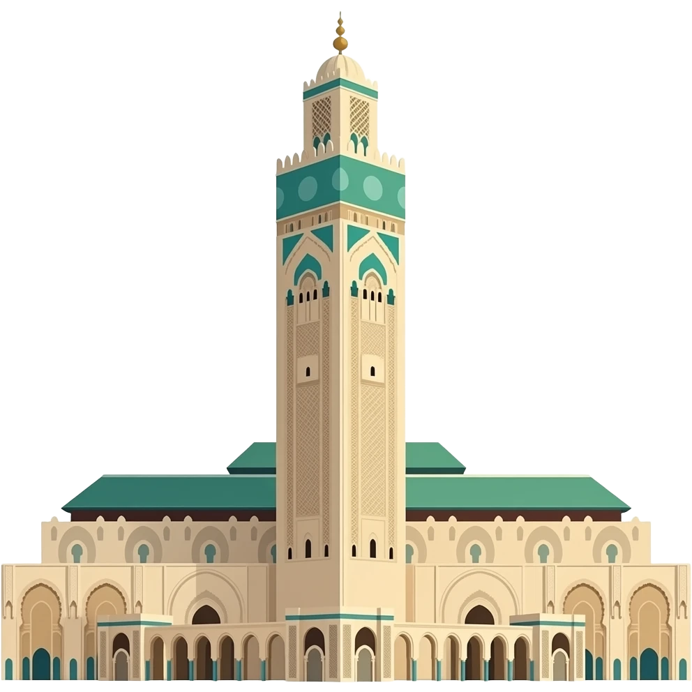 creat emoji for mosque Hassan 2, transparent whitout background emoji