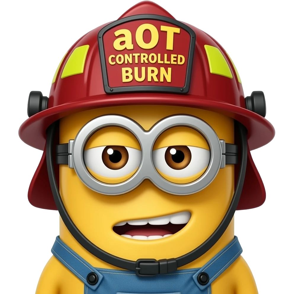 minion firefighter text aOT Controlled Burn on helmet emoji