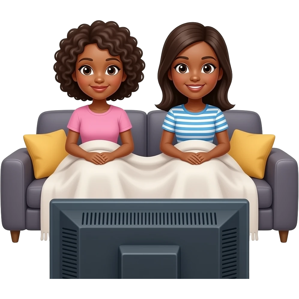 light skin women on couch with blanket watching tv emoji