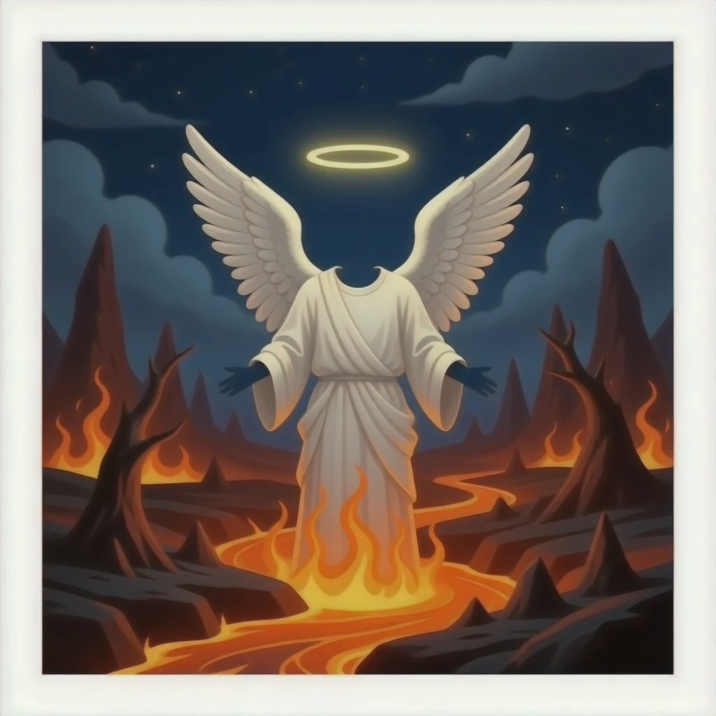 Hell with an angel halo emoji
