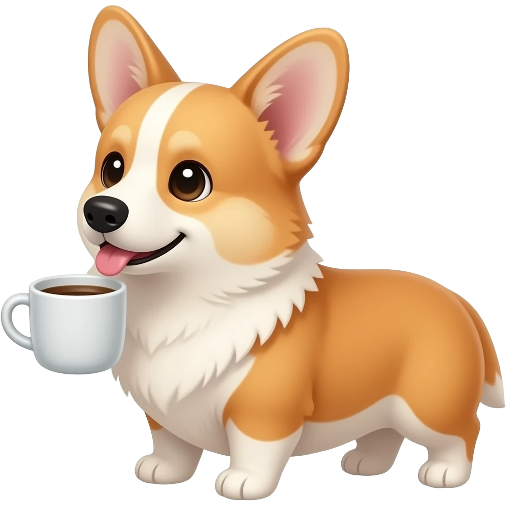 corgi drinking coffee cute emoji