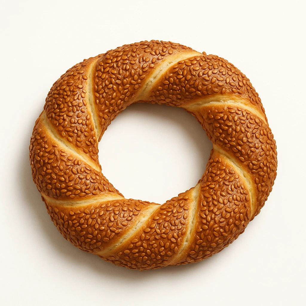 a simit, Turkish sesame bagel, realistic style emoji