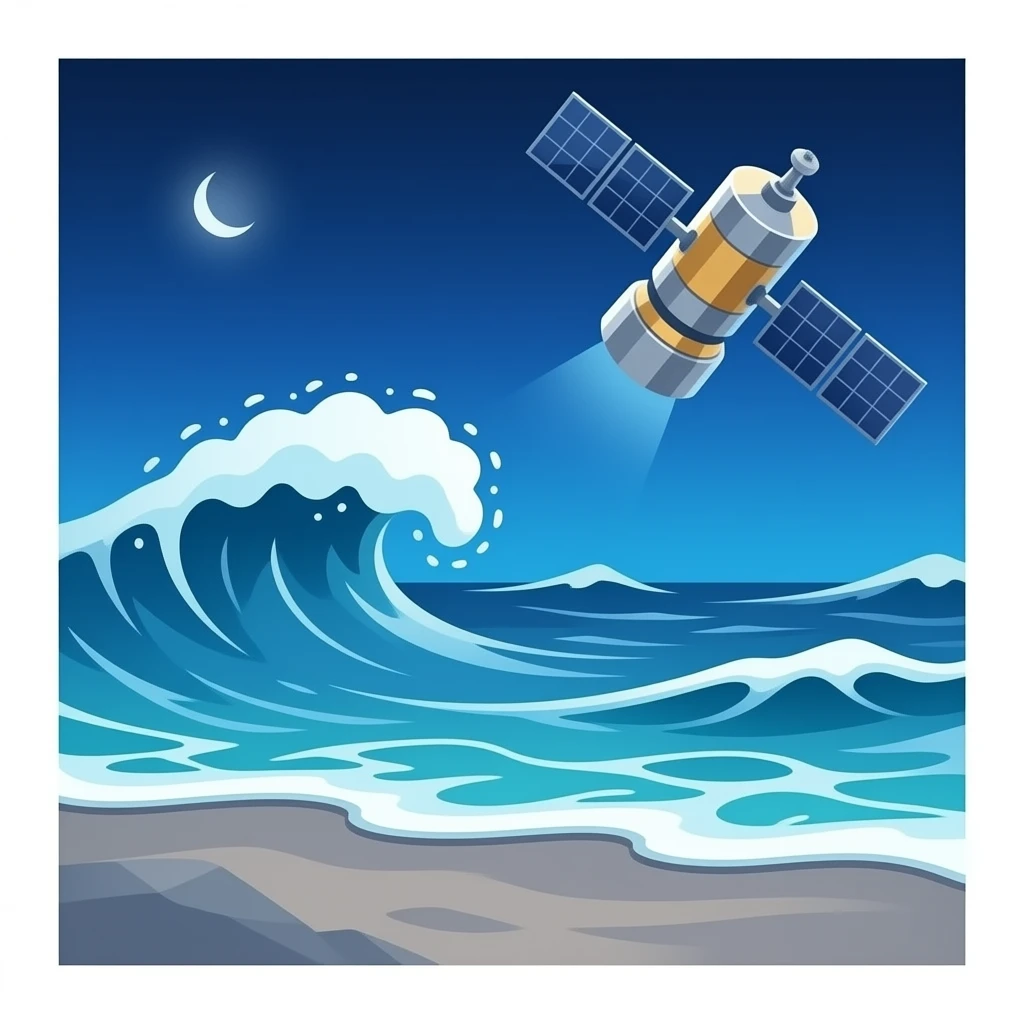 Satellite over Waves, professional look, use colors Dark blue
HEX: #002137, Deep blue HEX: #002F55, Sky blue HEX: #7FC7FF, Sea turquoise HEX: #008CF0, Sky white HEX: #F0F8FF, Coastal grey HEX: #808080 emoji