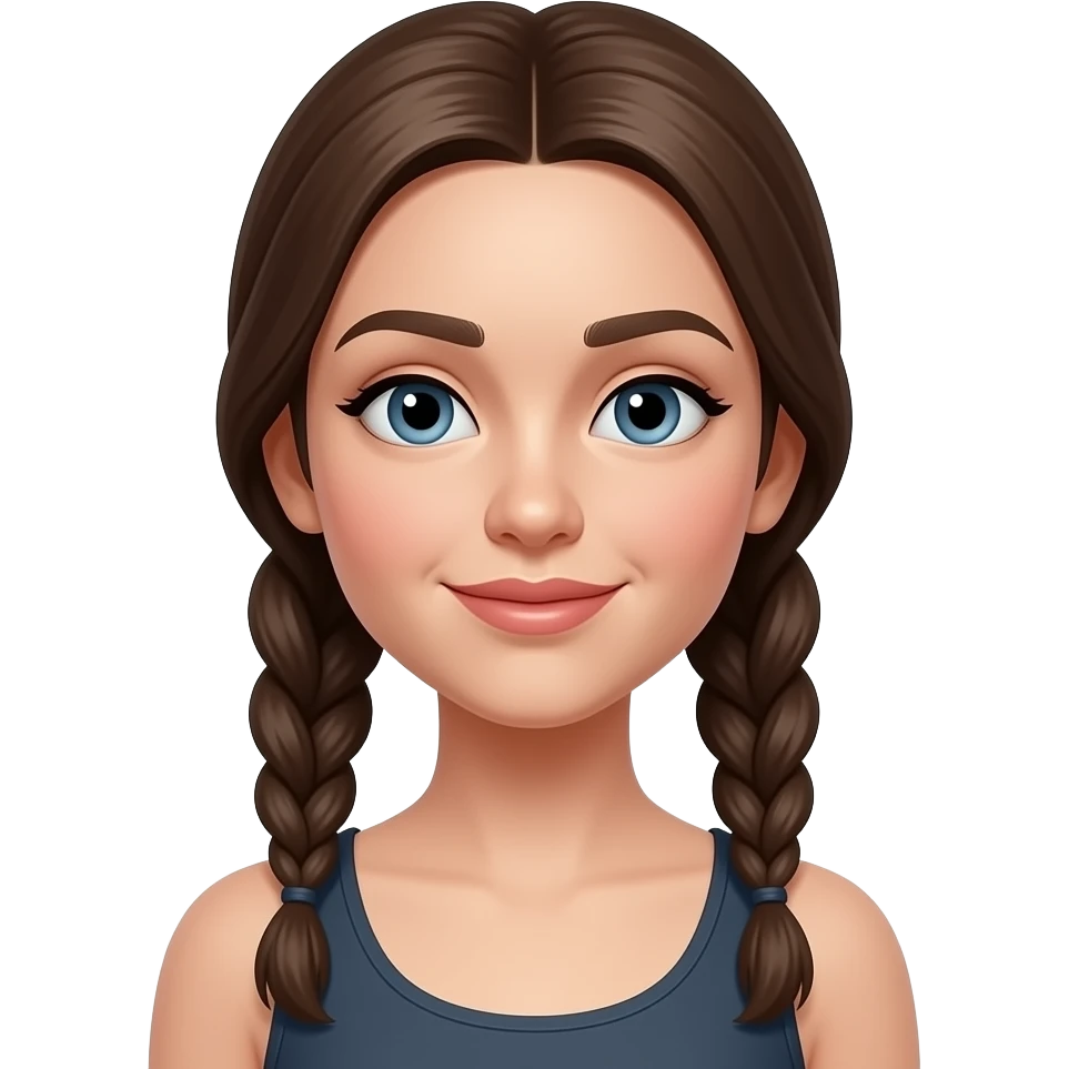 brunette white woman with low pigtail braids emoji