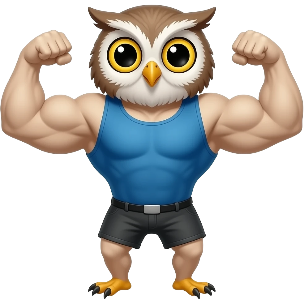 Cartoon owl Body building emoji
