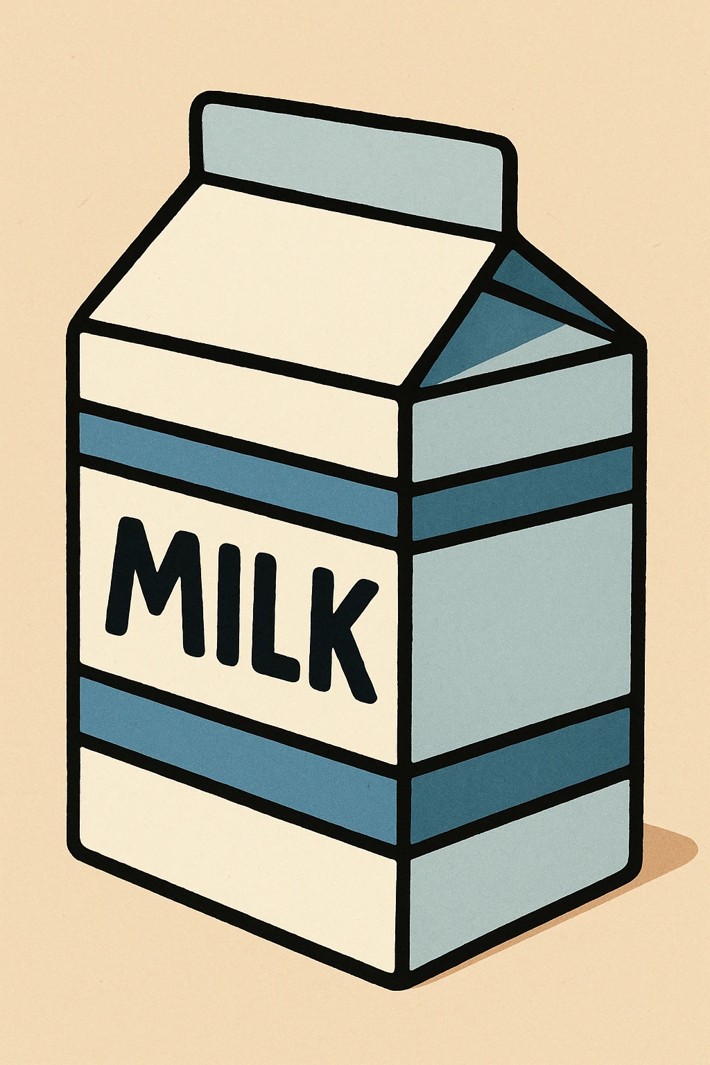 classic milk carton with blue stripes, cartoon style emoji