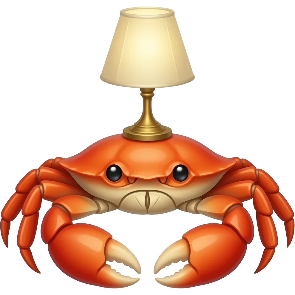 A crab with a lamp on its back emoji