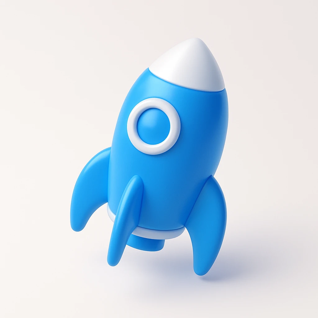 shiny blue 3D rocket ship emoji