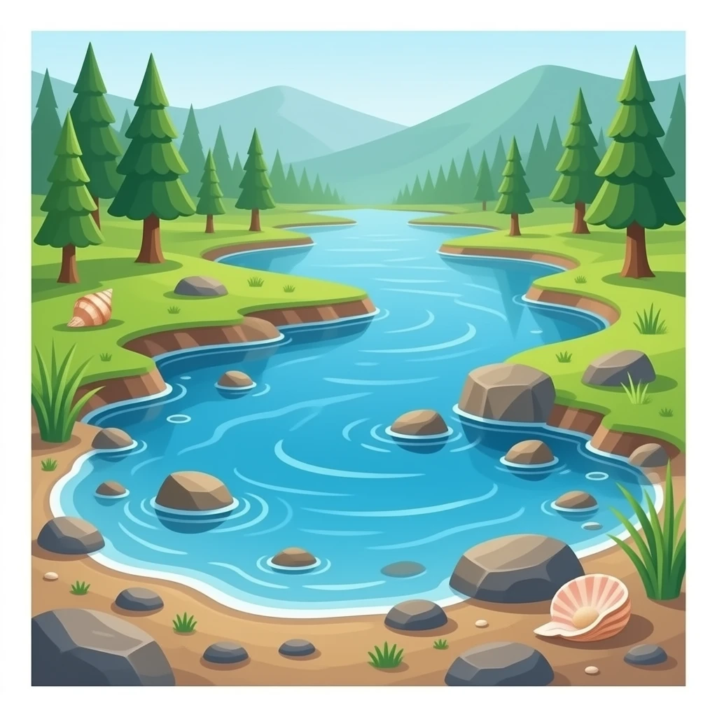 tidal pool with rocks and shells emoji