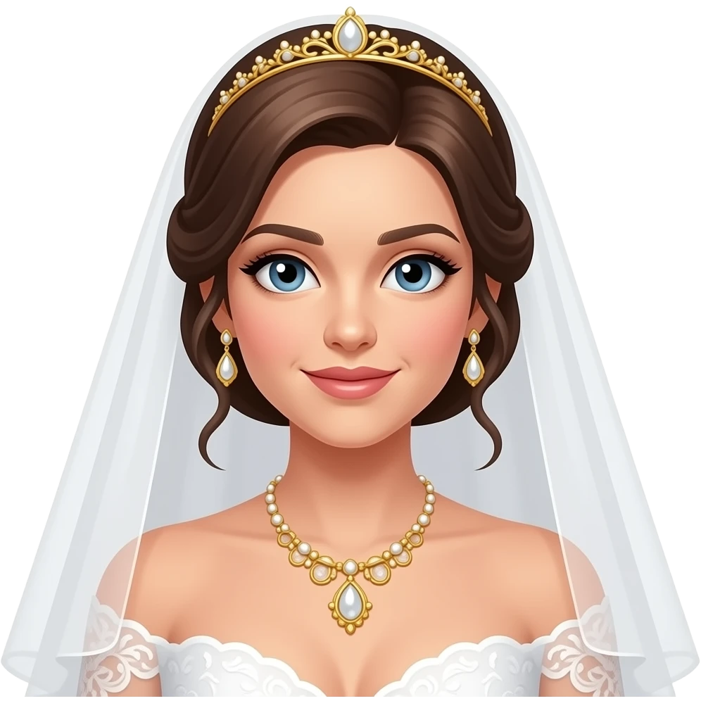 brown hair, hazel eyed girl wedding Golden jewels emoji