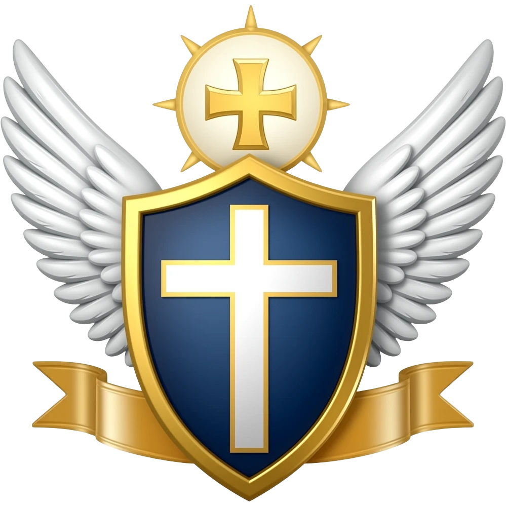saint emblem with diamond wings emoji