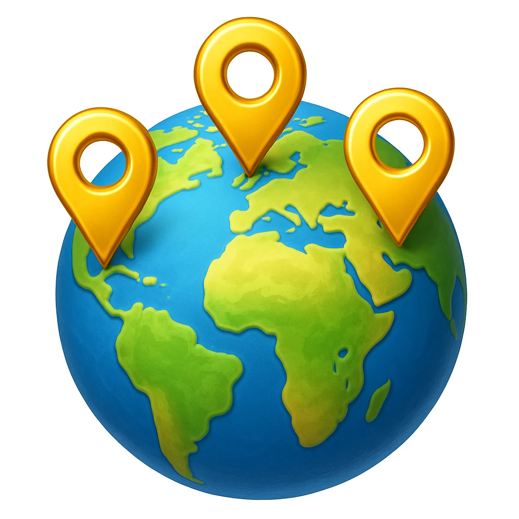 Сгенерируй мне планету на которой стоят геометки, они как будто из золота. В стиле детализированного емодзи, на белом фоне. emoji