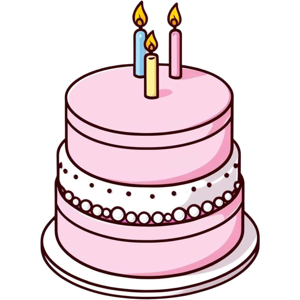 light pink birthday cake decorated with pearls emoji
