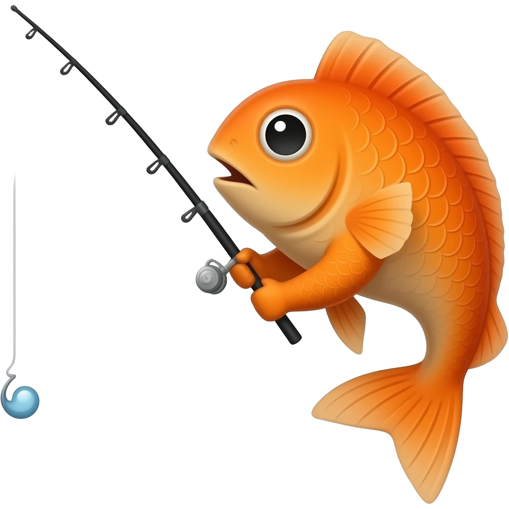 fish with a fishing pole in its mouth emoji