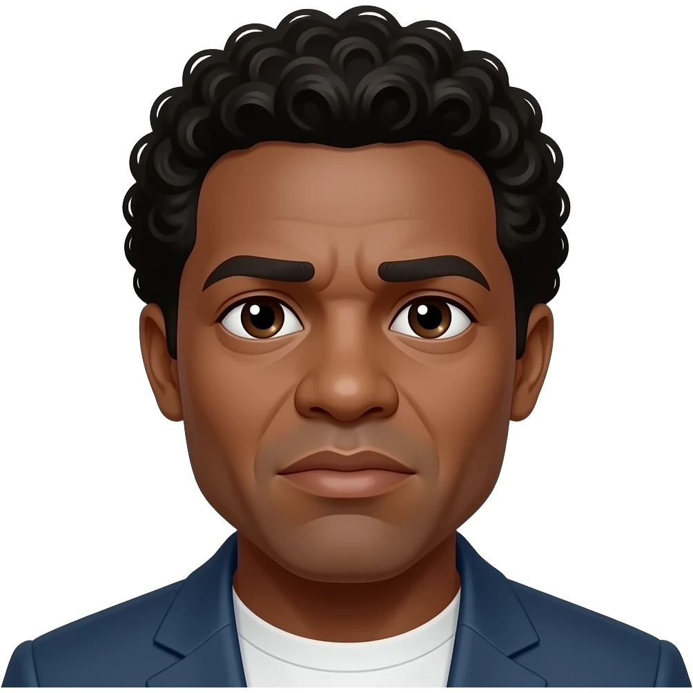 Black guy with clueless expression give him curly hair and light skin he still has dark skin make his face look like Marvin Gaye emoji