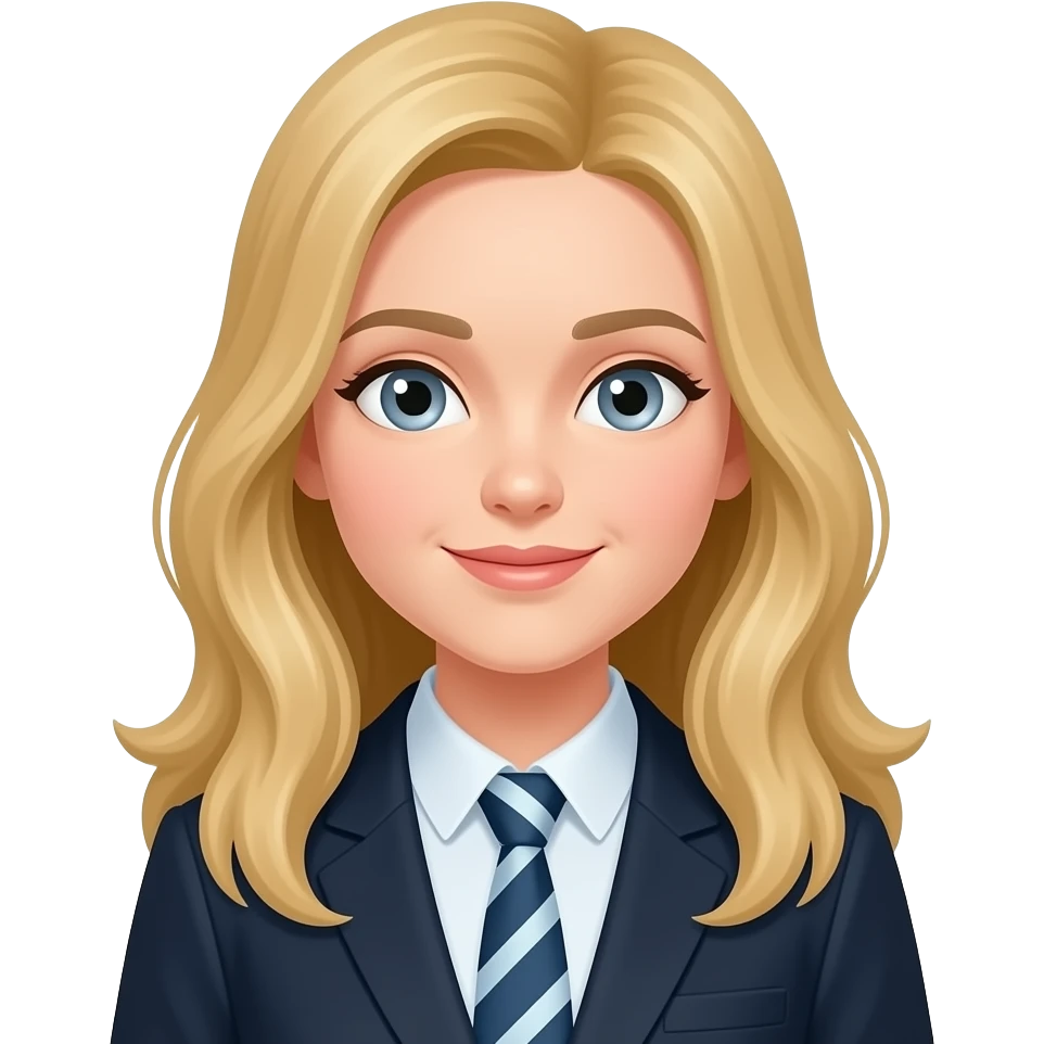 girl with blond long hair and grey eyes is an english teacher at the school emoji