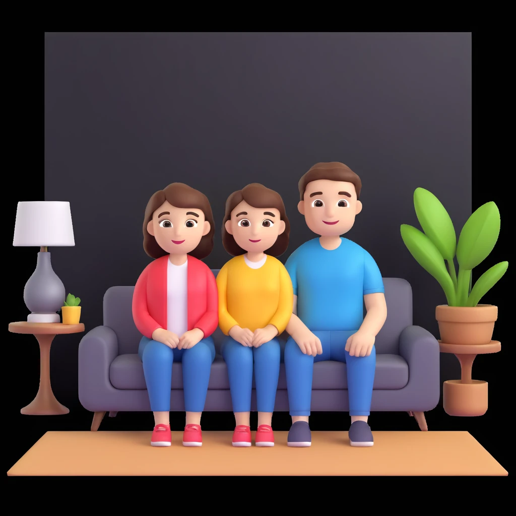  couple posing, close up pose, living room background emoji