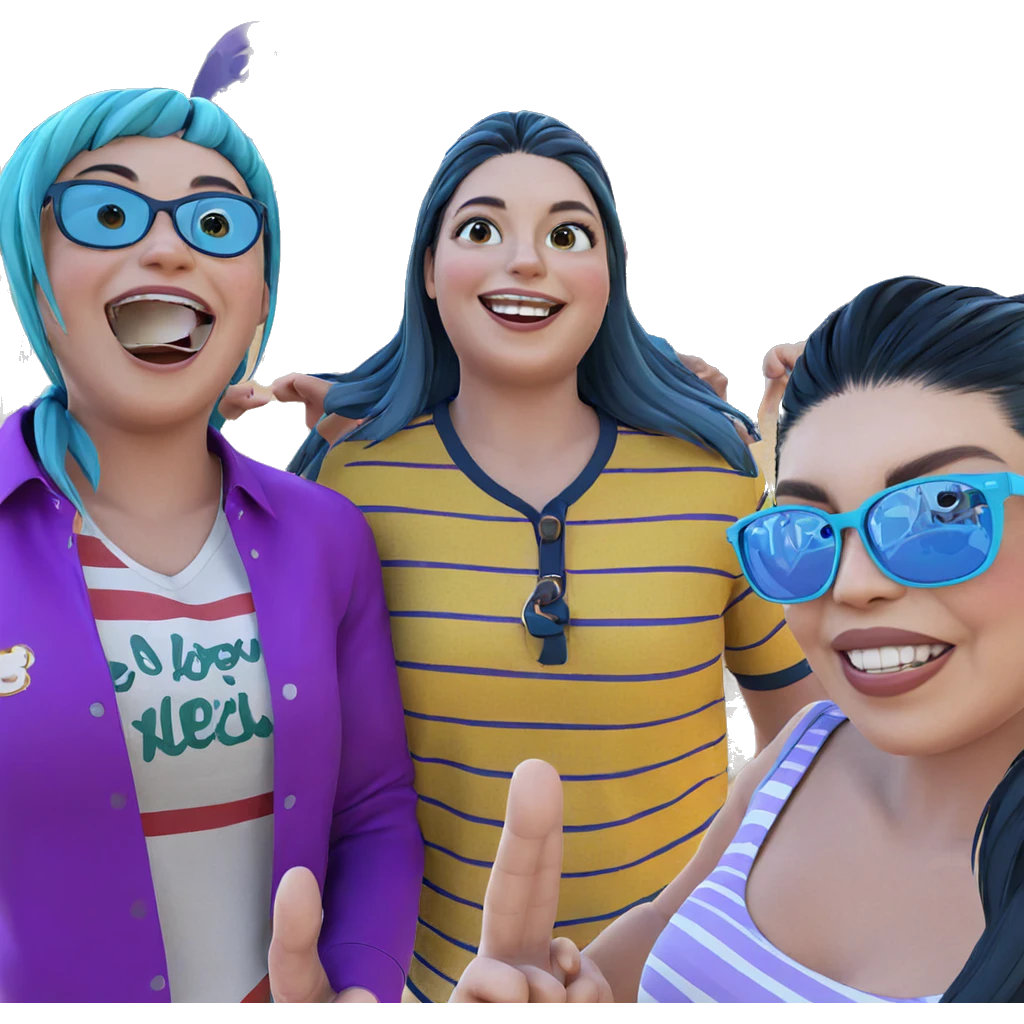 smiling girls with striped shirts emoji
