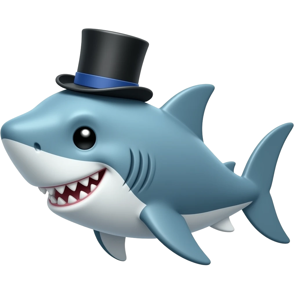 Shark with a top hat emoji