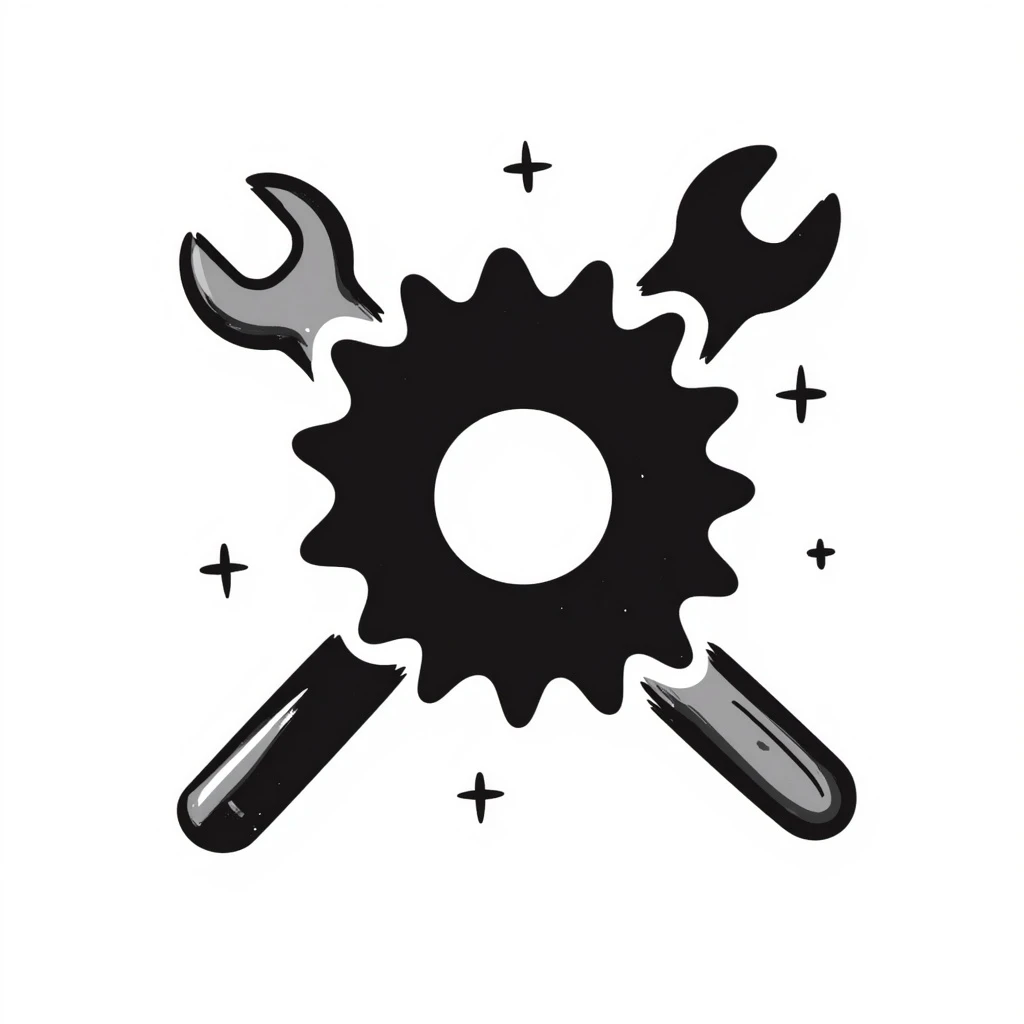 gear settings icon, hand drawn doodle style, playful and sketchy emoji