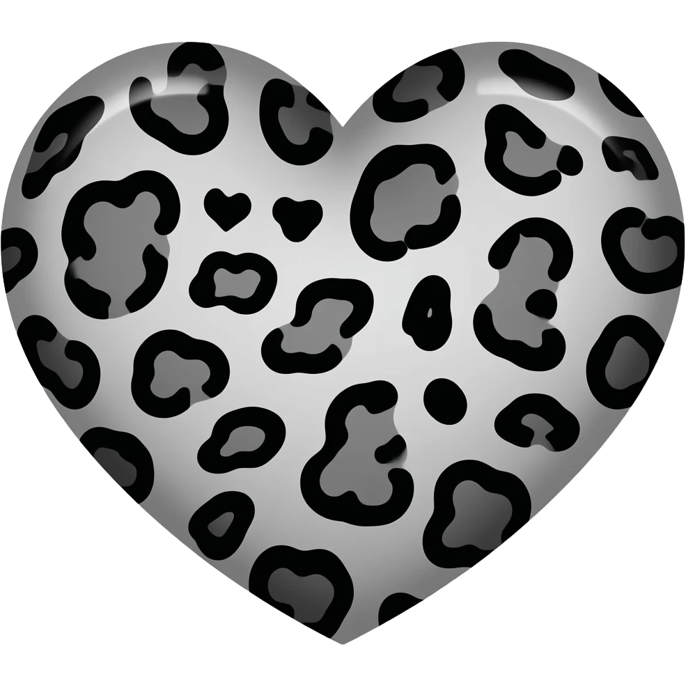 Leopard heart emoji but grey and black colors emoji