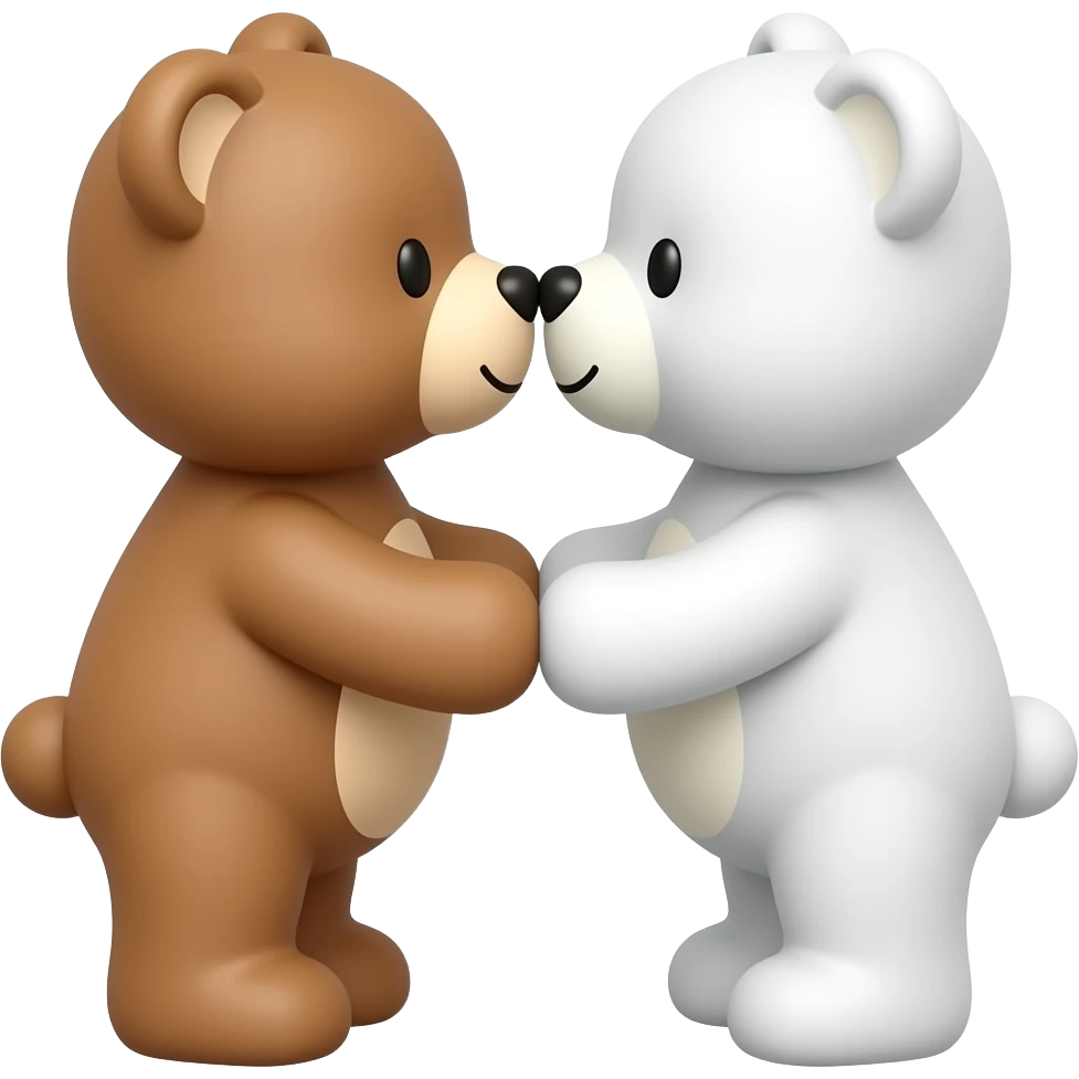 ositos marrón y blanco besándose emoji