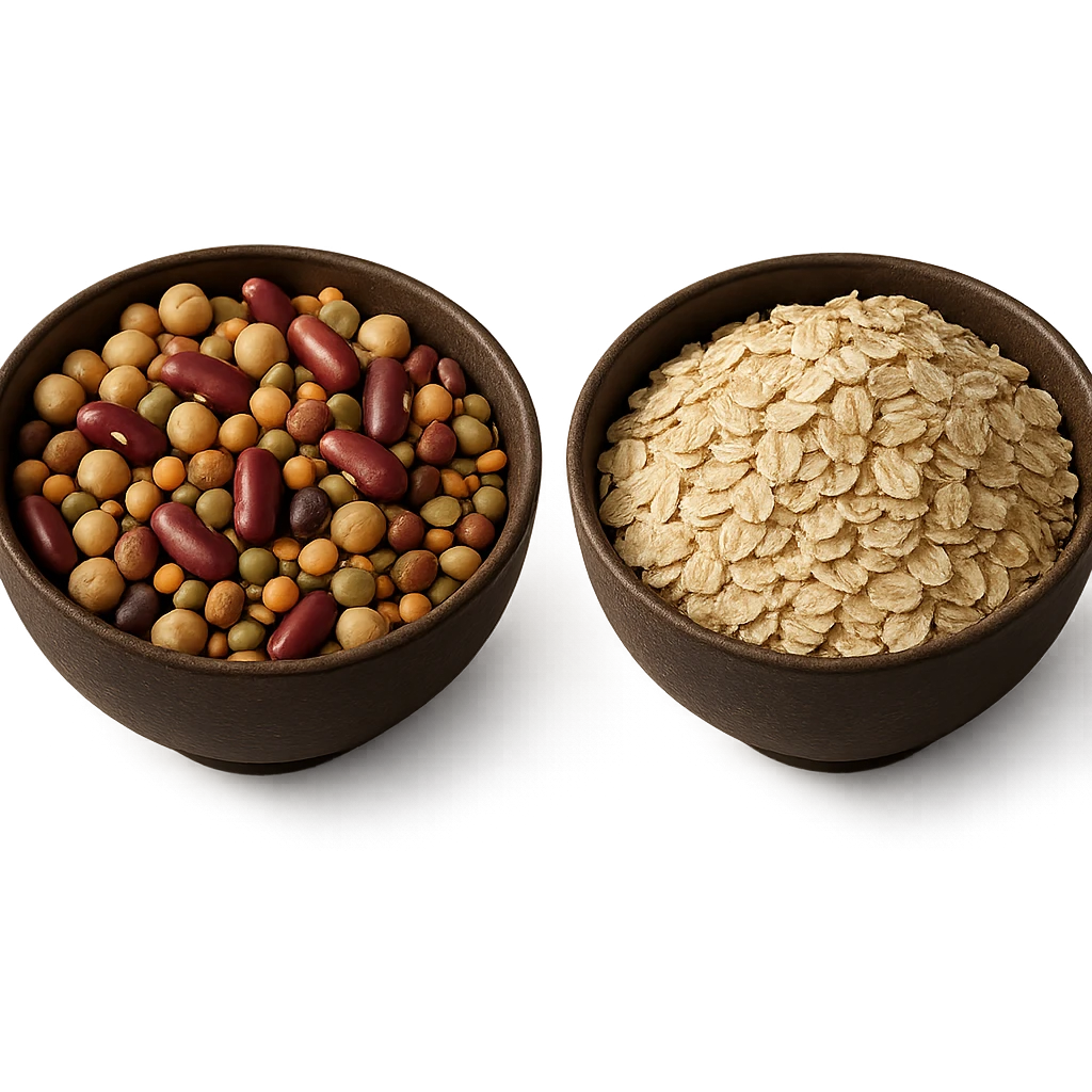 BOWL DI LEGUMI INSIEME A BOWL DI FIOCCHI DI AVENA,  iperrealistico 4k emoji