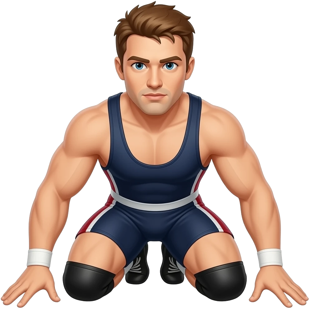 Une personne à genoux de face sport lutte emoji