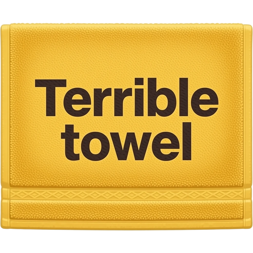 Rectangle Gold towel that says terrible towel on it emoji