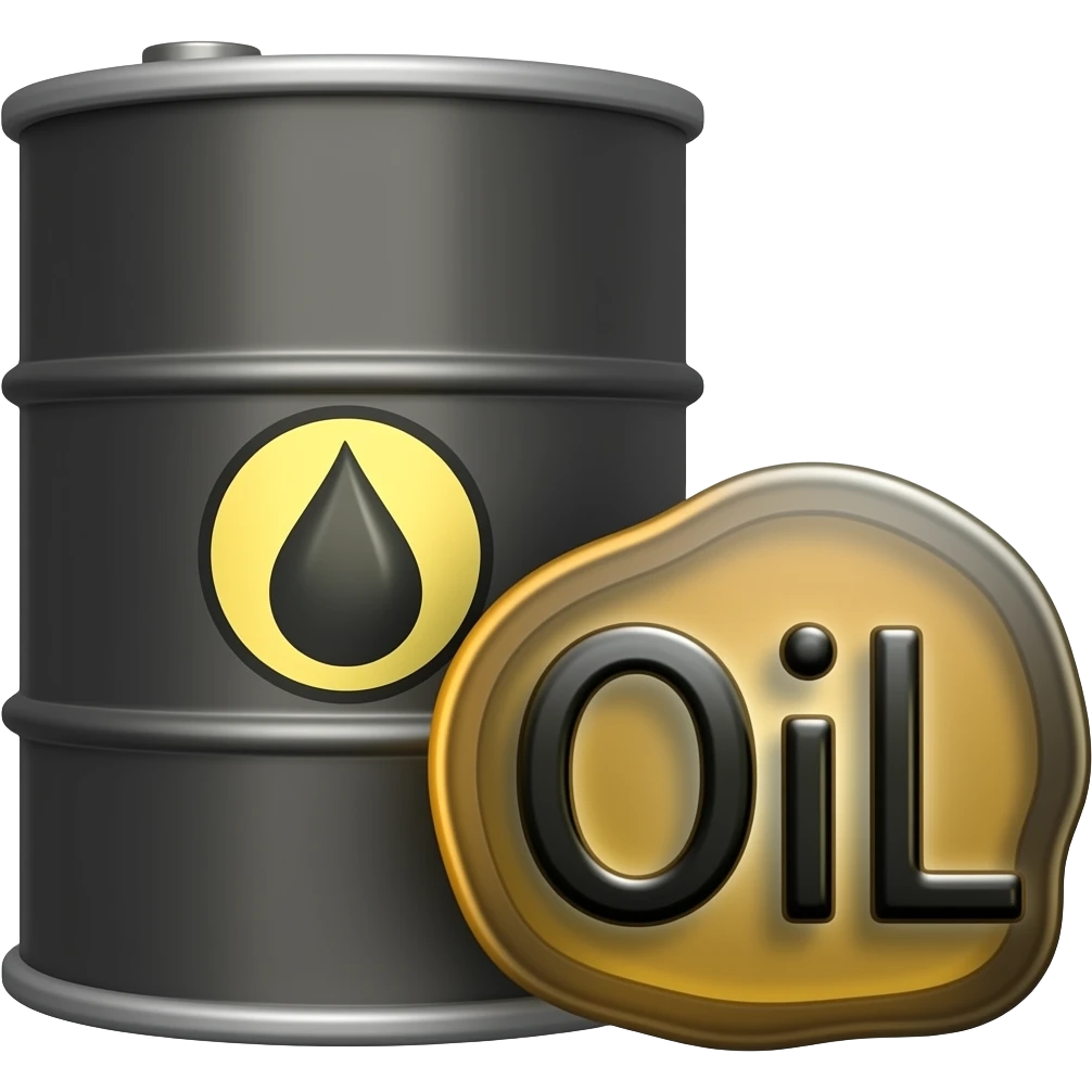 бочка с нефтью  и значком нефти emoji