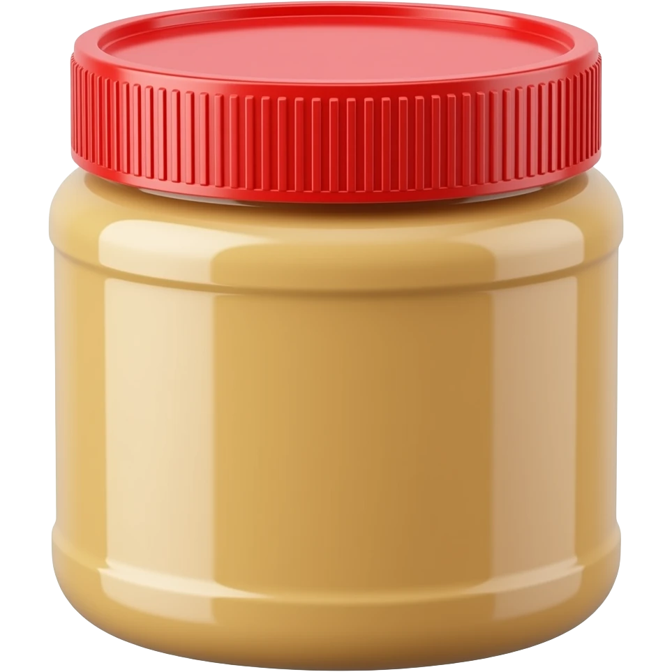 plastic jar of peanut butter red lid emoji