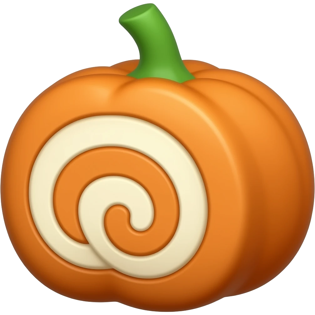 Create a realistic emoji of a pumpkin roll Squishmallow emoji