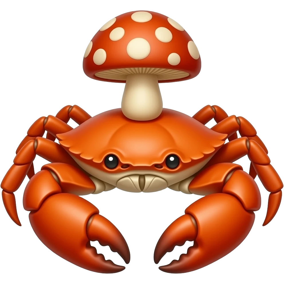 A crab with a mushroom on its back emoji