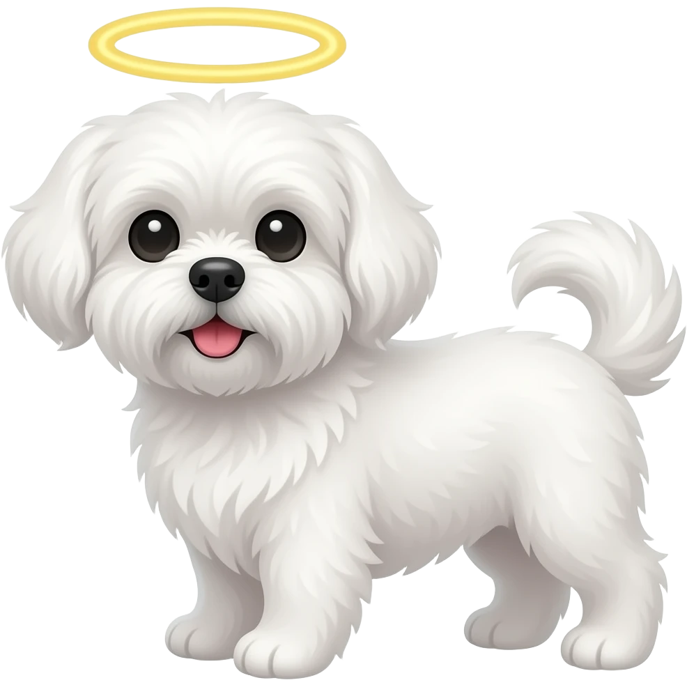 maltese shih tzu white dog with a halo add halo emoji