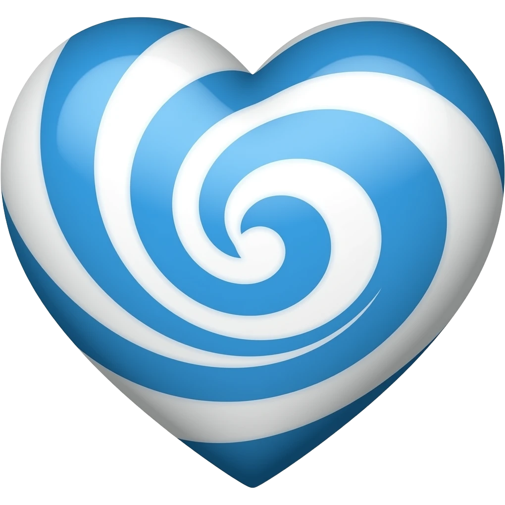 Blue and white heart with swirls with chais hidden design inside emoji