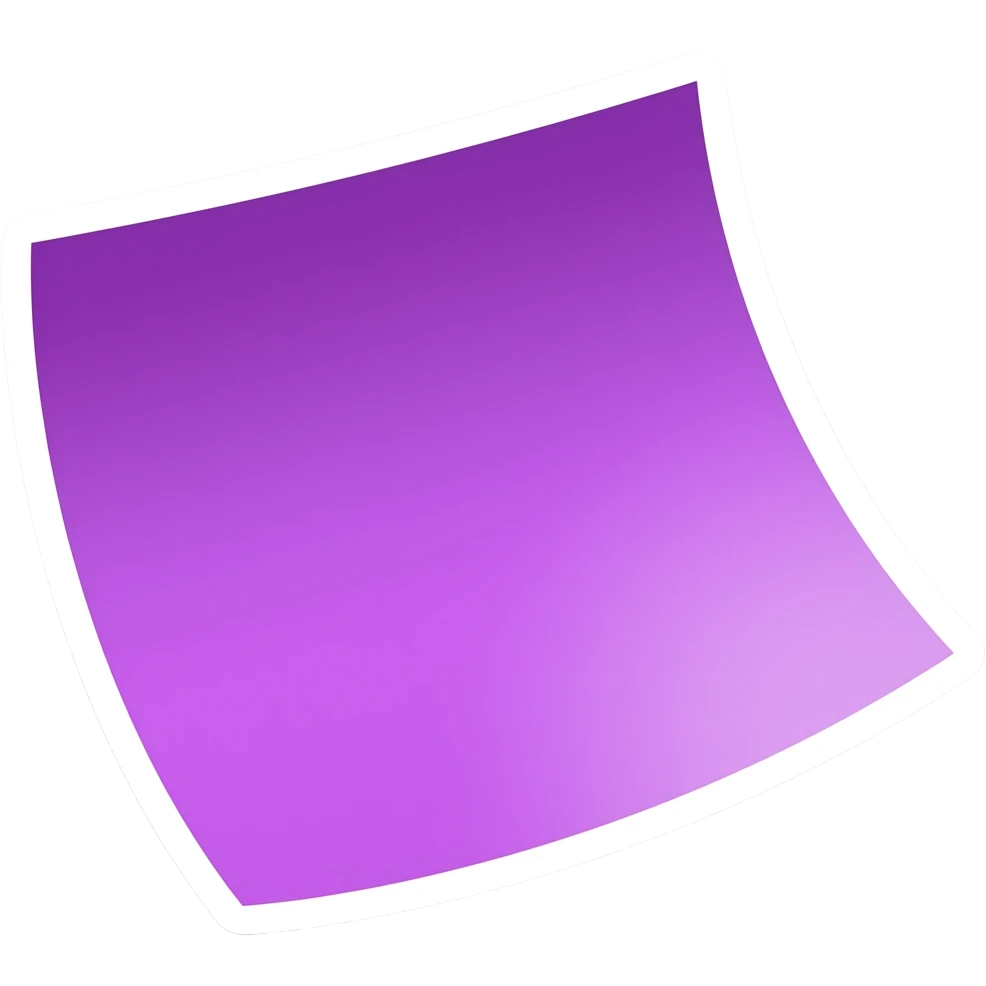Simple and minimalistic sticker of a purple cute sticky note, white outline, smooth gradients or solid colours emoji