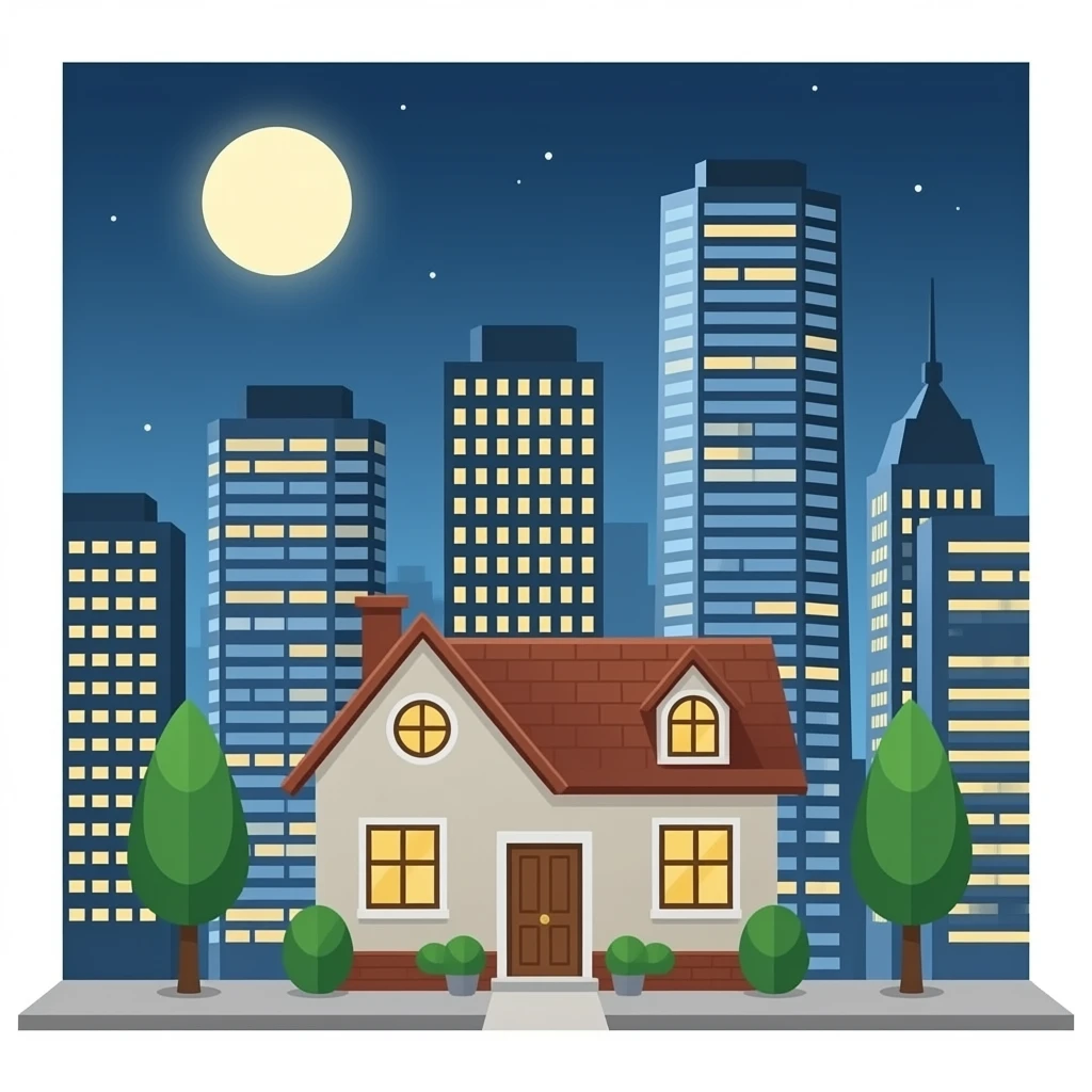 house, tall office building on a plain background, no sun or trees emoji