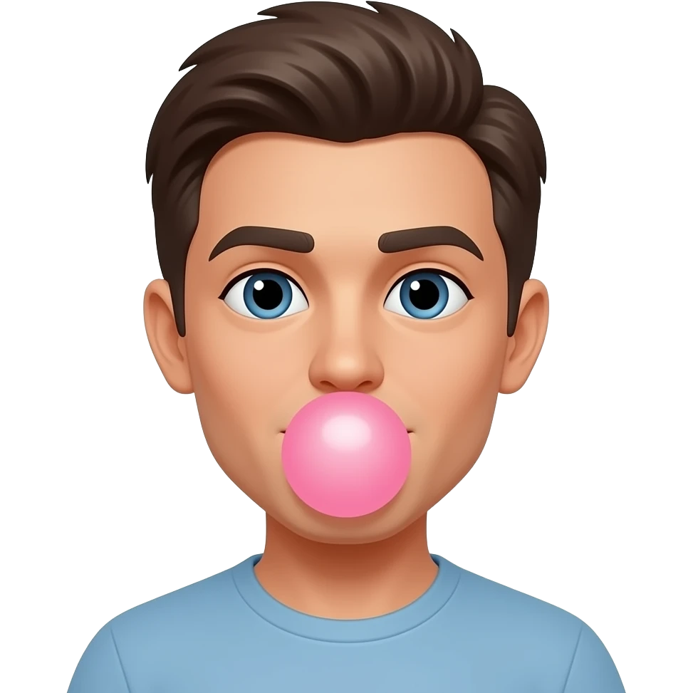 Bubblegum poping on face emoji