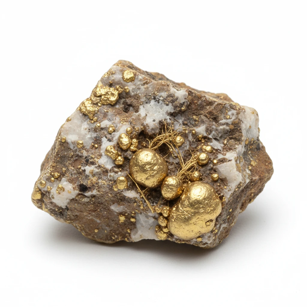 Сгенерируй просто золотую руду на белом фоне emoji