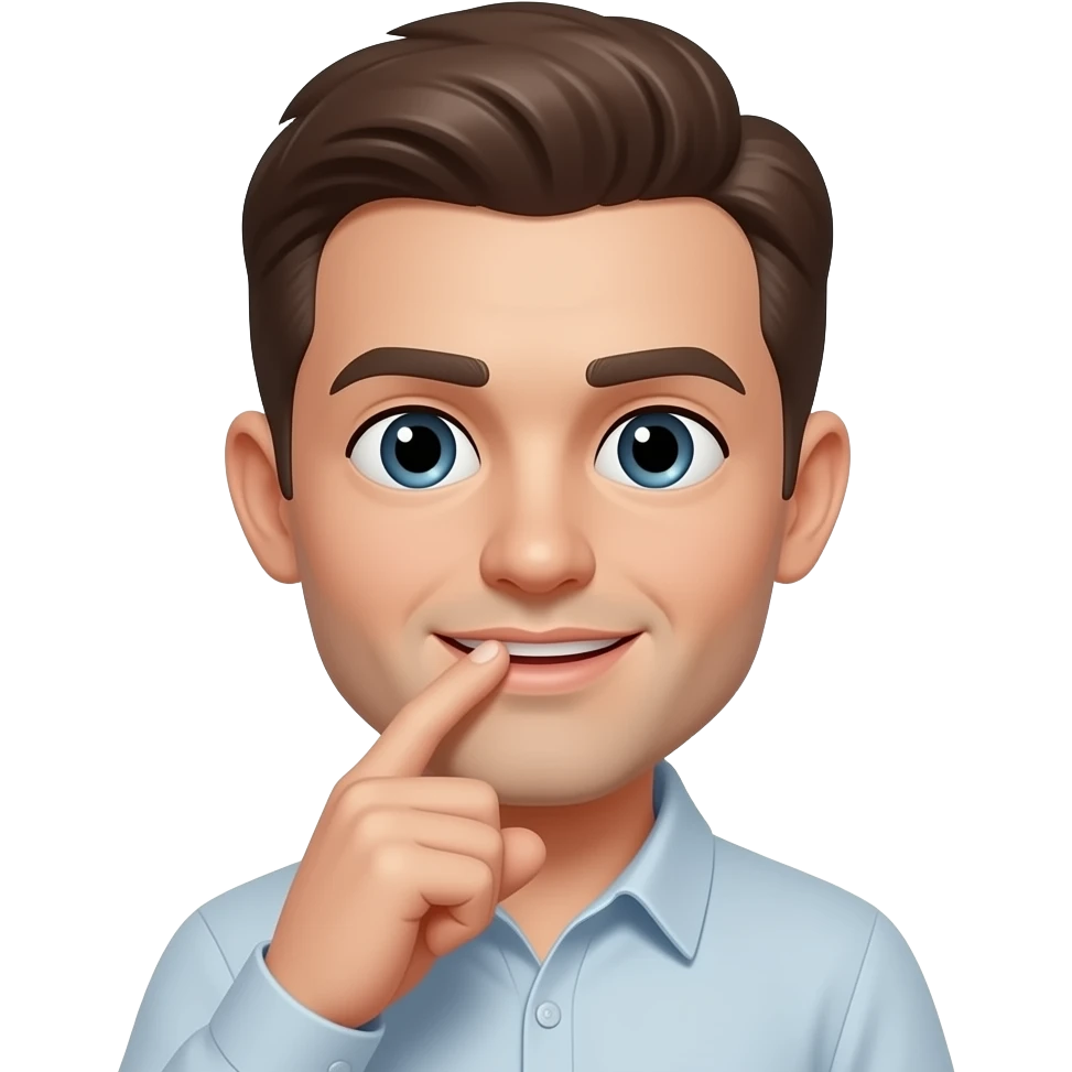 Stiker de una persona que tiene el dedo en la boca emoji