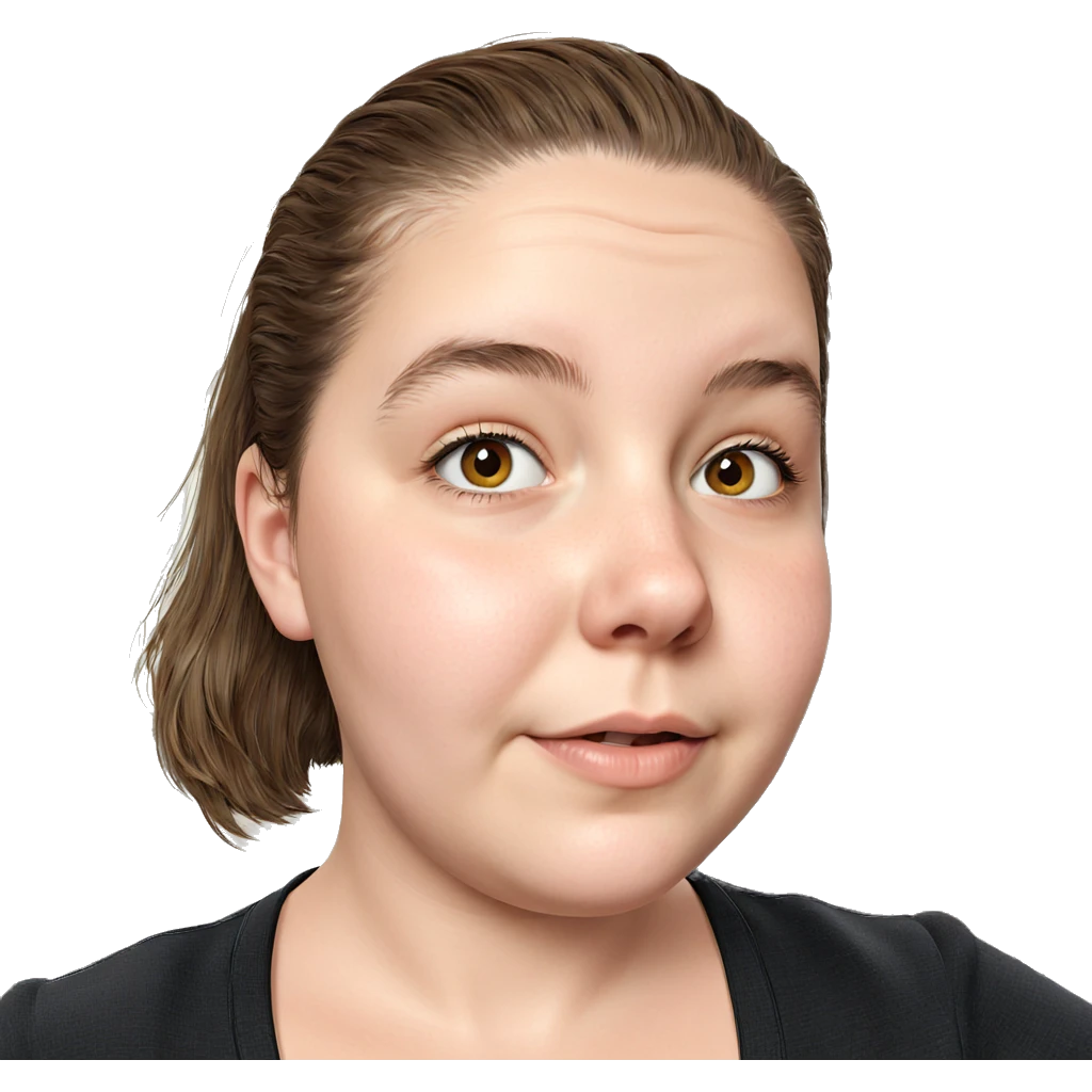brown-haired girl indoors portrait emoji