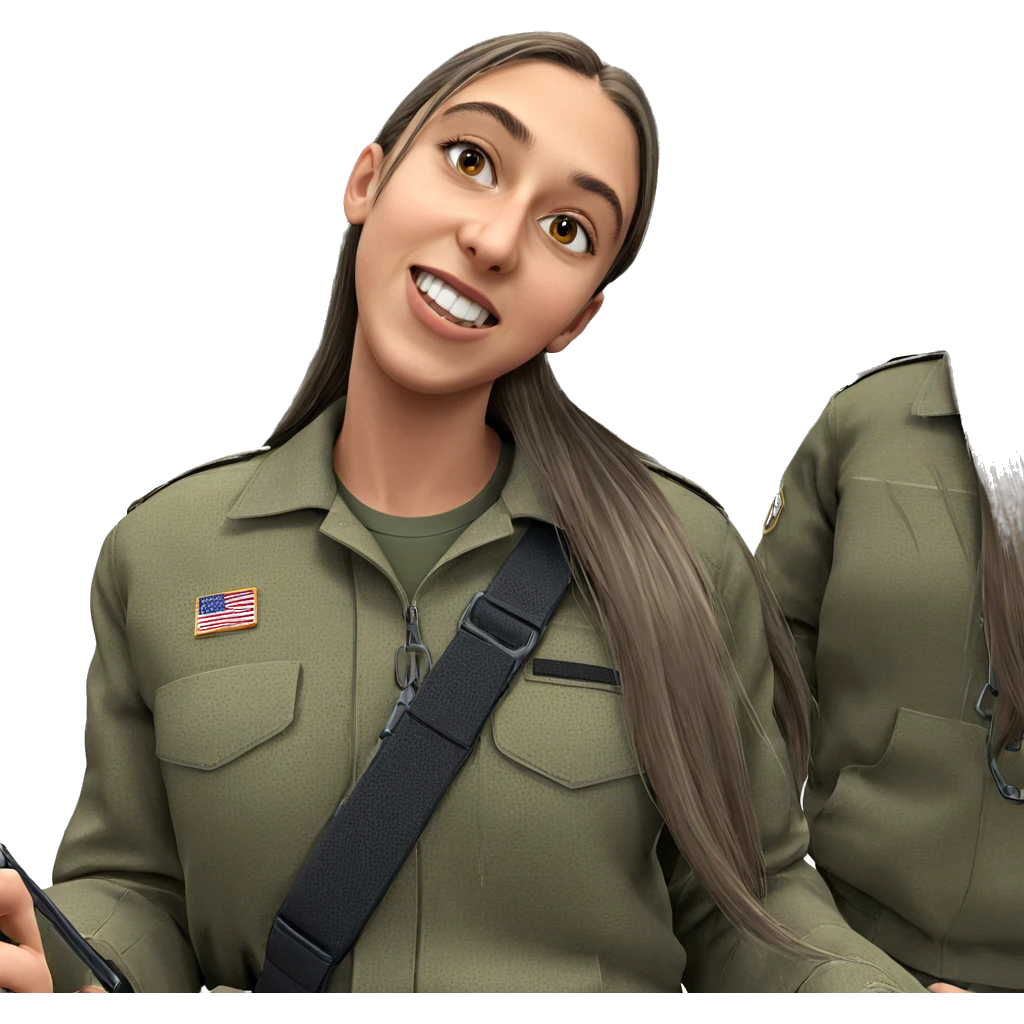 military girls with long hair emoji